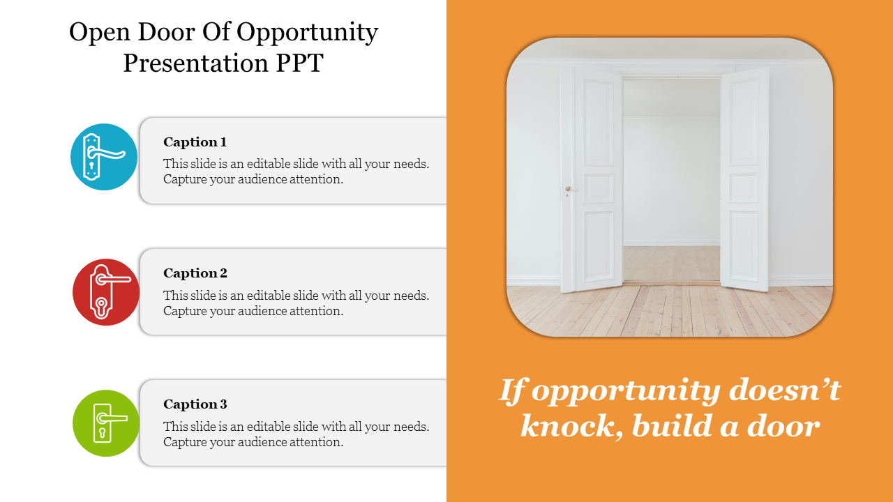 Open Door Of Opportunity Presentation PPT